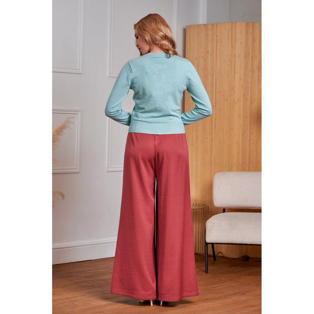 Banned - Eliza Plain Weite Hose - Bordeauxrot